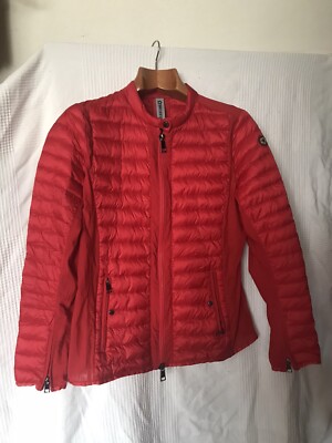 Milestone Damen Daunen Jacke Neuwertig Gr L AzA 58 Rot Transparent Extra Leicht 