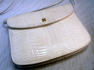 Kroko Schultertasche AR Alfred Roth IRV beige Krokodilleder Tasche