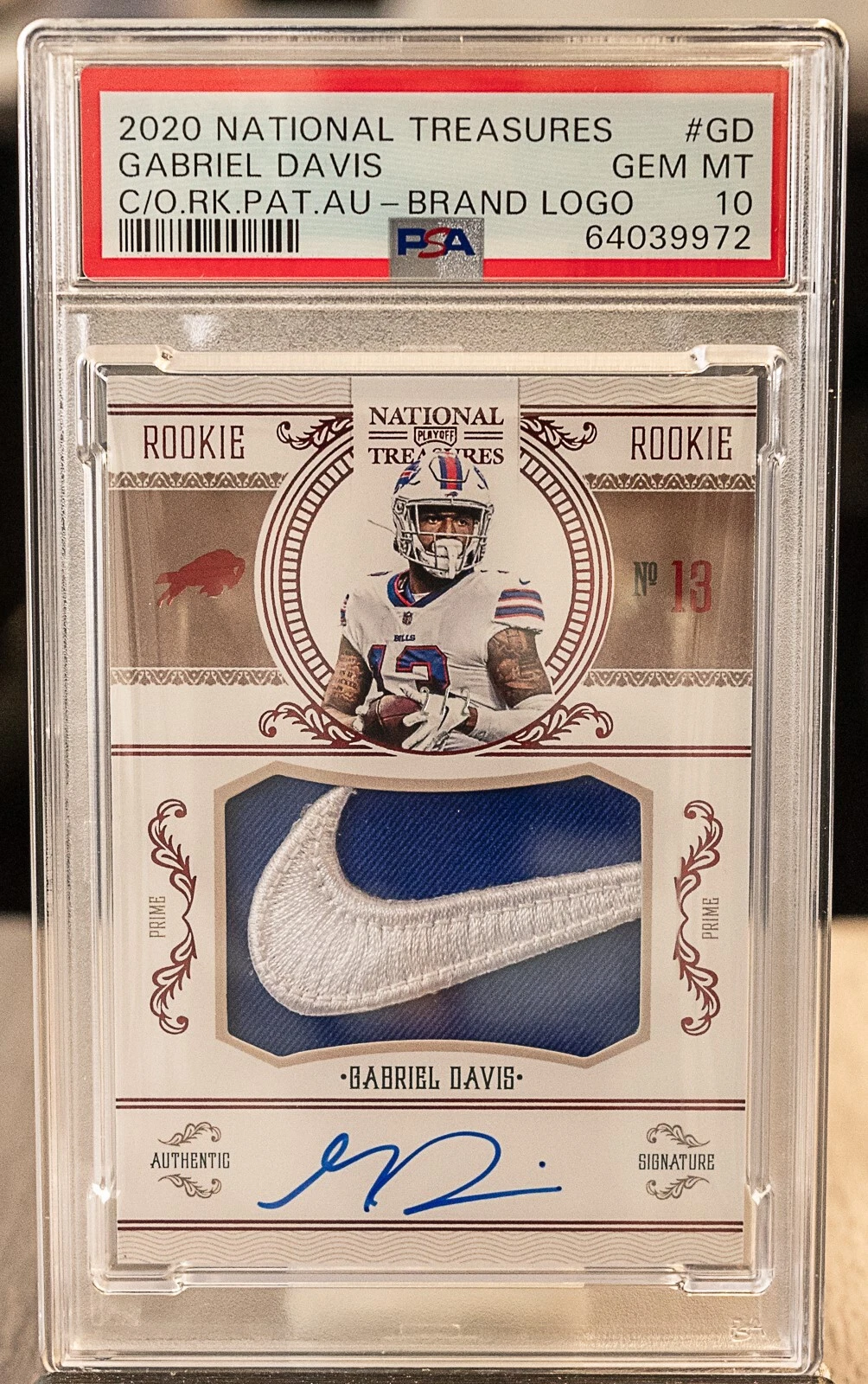 Gabriel Davis Panini National Treasures Crossover Rookie Patch Autographs #GD Brand Logo