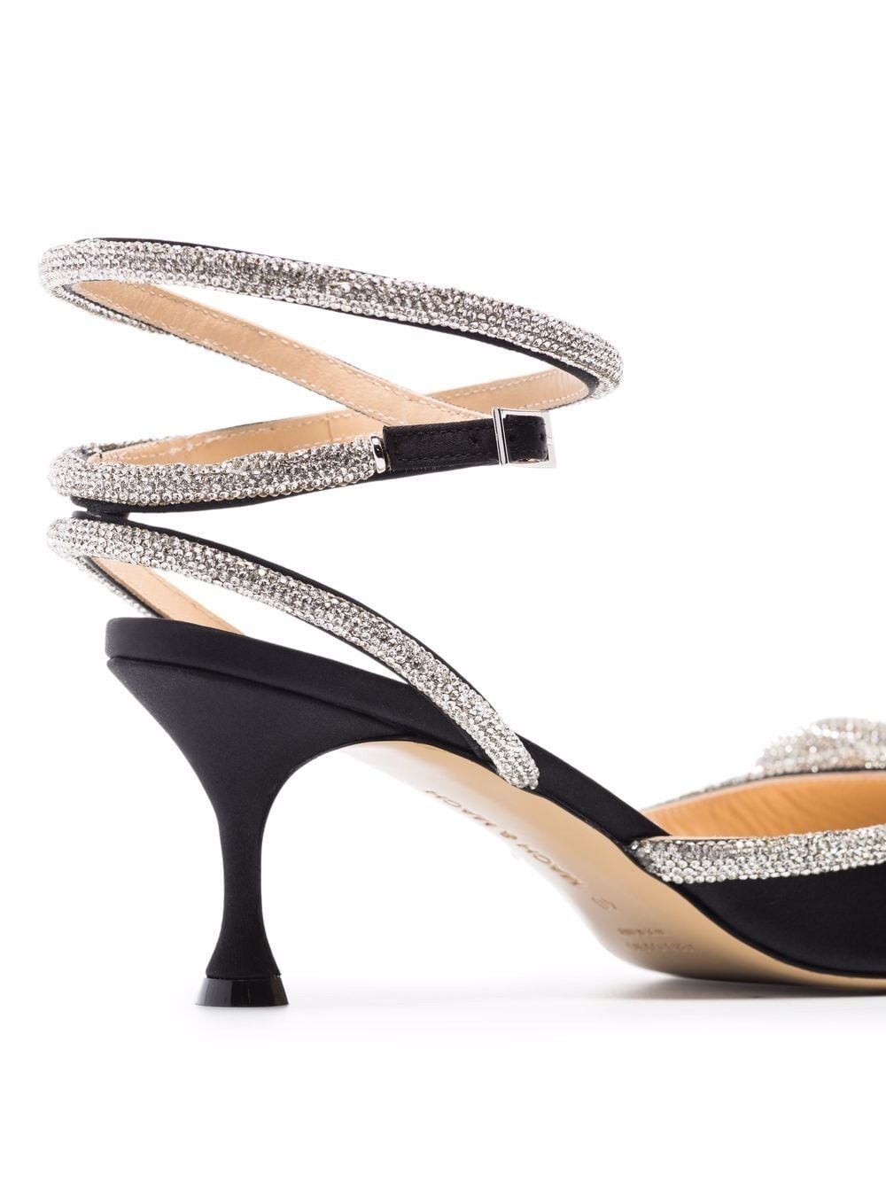 Mach & Mach Double Bow Crystal-Embellished Black Satin Pumps, EU 