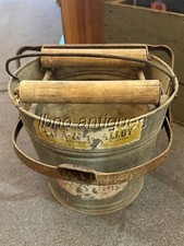 Vintage Galvanized Mop Bucket Pail Wringer Wood Rollers and Metal Pedal 10  TALL