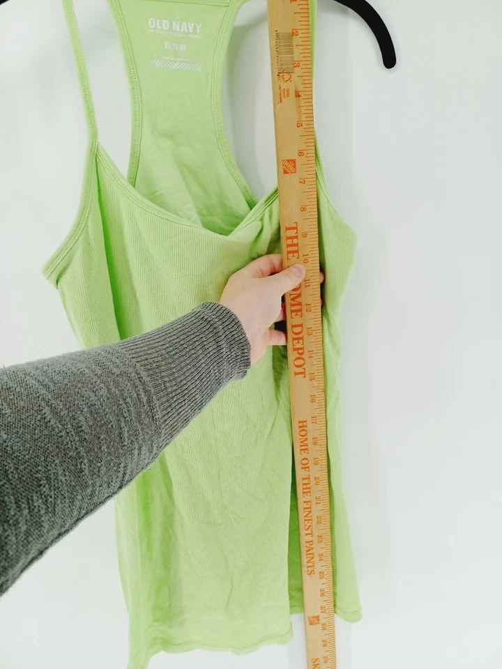 Regata feminina Old Navy X-Grande verde racerback elástica mistura de algodão ativo - Imagem 4 de 4