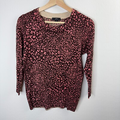 Tippi sweater Merino Wool Leopard Brown Prink Sz S