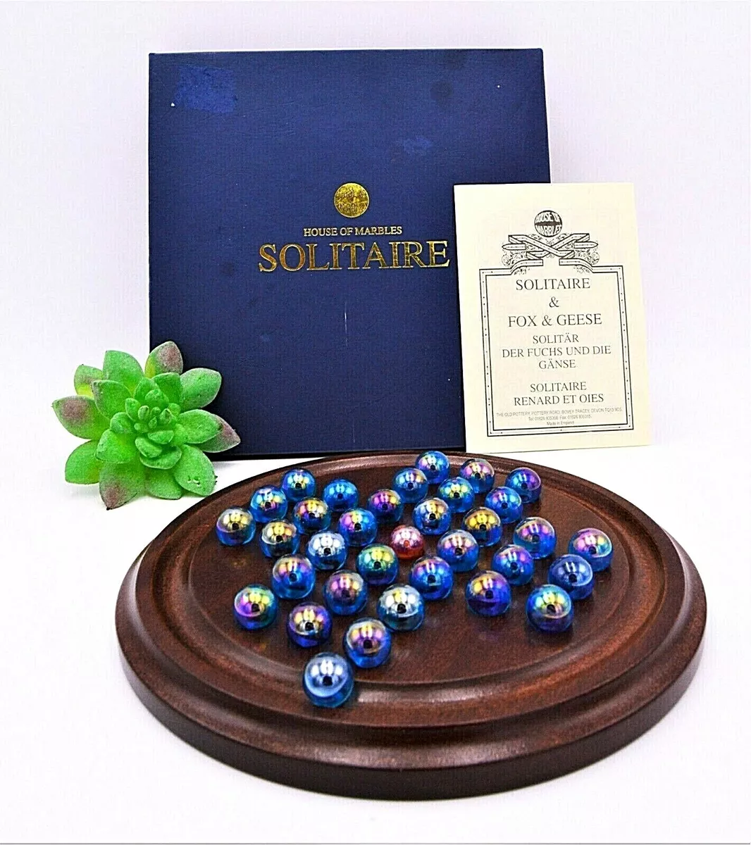 Wooden Solitaire Game Board - Add Your Own Marbles! - House of