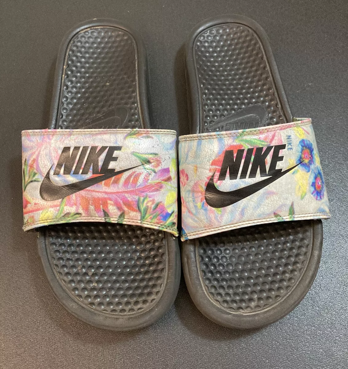 Nike Benassi JDI Print 618919-023 Floral Slip On Slides Shoes