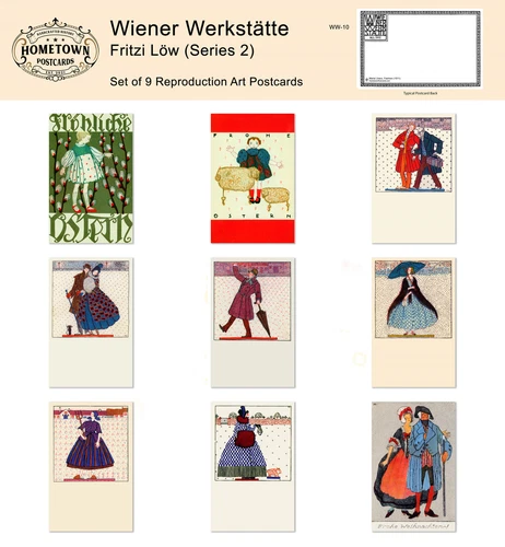 Fritzi Low (Series 2) Wiener Werkstatte Lot of 9 Rare Antique Greeting Postcar..