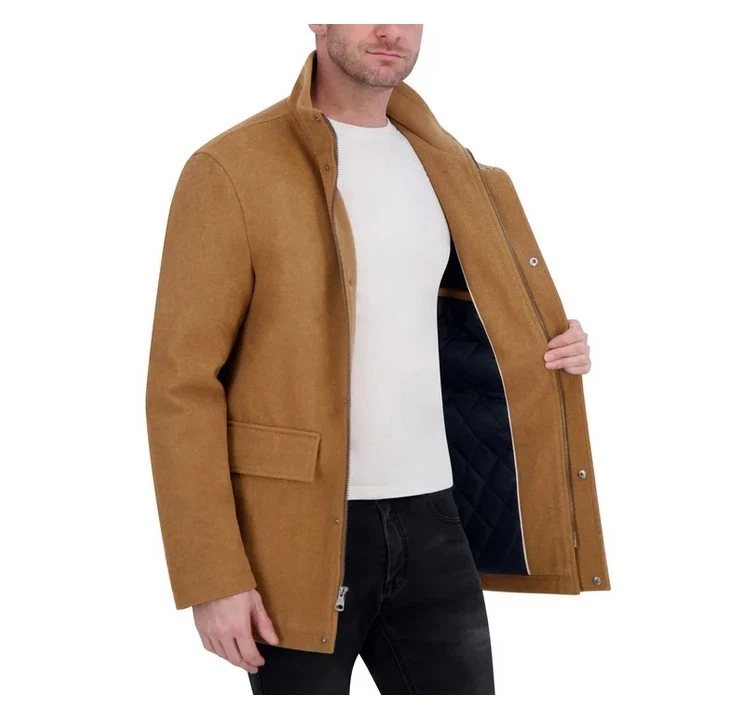 Abrigo Chaqueta Nautica Para Hombre Mezcla Lana Cuello Soporte Tostado Talla S/M/L/XL/XXL Nuevo Foto 2 de 4
