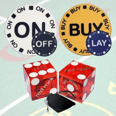 Red Rock Las Vegas Casino Dice Red Polished + On Off Buy Lay Lammers + Pouch