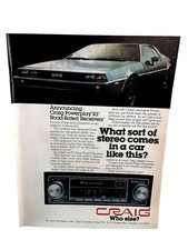 1978 Craig Car Stereo DeLorean DMC Powerplay R3 Receiver Vintage Print Ad