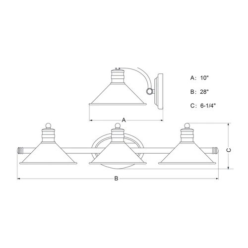 Vaxcel Akron 3 Light Bronze Farmhouse Barn Bathroom Vanity Fixture - Picture 5 of 9