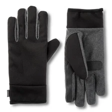 Isotoner Mens Gray Black Water Repellent Stretch Tech Fleece Gloves Size M NWT