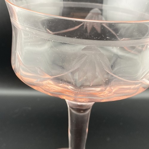 Tiffin-Franciscan 14188-3 Pink Etched Champagne/Sherbet Glasses 1970's - Picture 4 of 7