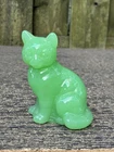 Fenton Jade Green Cat Jadeite Emerald Green  Original Label