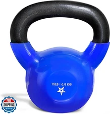 Yes4All Kettlebell, 5-100 LB Vinyl Coated Cast Iron Strength Trai