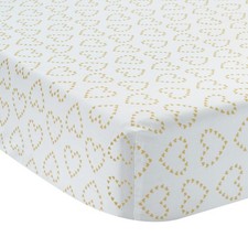 Lambs  Ivy Confetti White with Gold Hearts 100 Cotton Baby Fitted Crib Sheet
