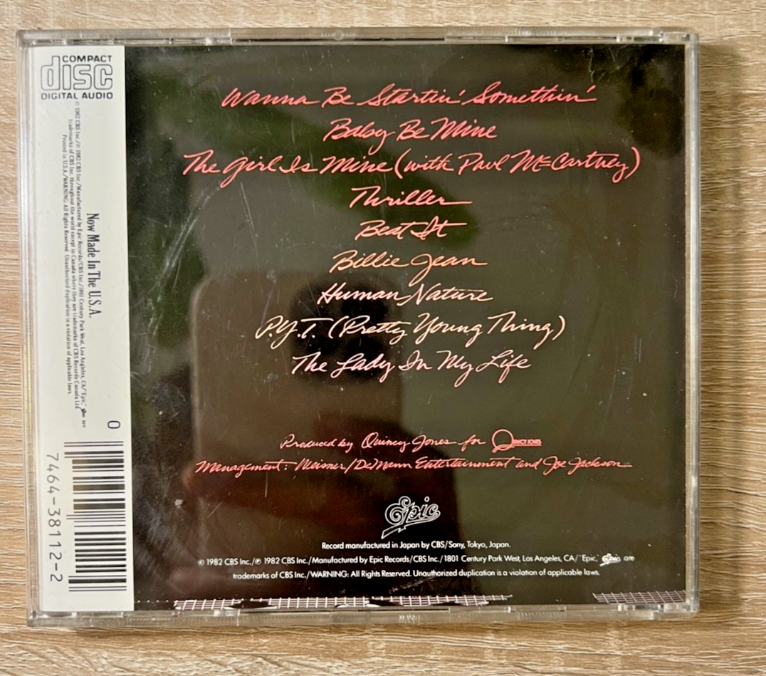 Michael Jackson Thriller CD Pop Rock 1982 Epic Records 80's Billy