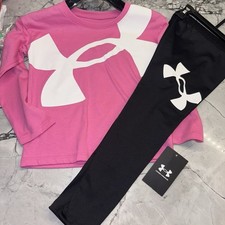 Under Armour Girls Size 4 Pink Black Long Sleeve Outfit Set NEW
