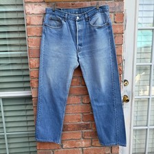 Vintage 90s Levis 501 Blue Button fly Denim USA Made Jeans 38x32 Actual 35x28
