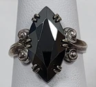 Vintage Pa Ha Co. 925 Sterling Silver Faceted Marquise-Cut Hematite Ring Sz 6.5
