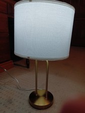 Hampton Bay 20 in. Brushed Gold Table Lamp with White Shade