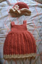 Beautiful Handmade Crochet Baby Girl Dress Set Size 6-8 Months