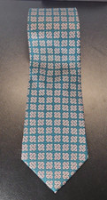Vintage Burberrys Of London 100 Silk Tie Green Geometric Pattern USA Made 4"
