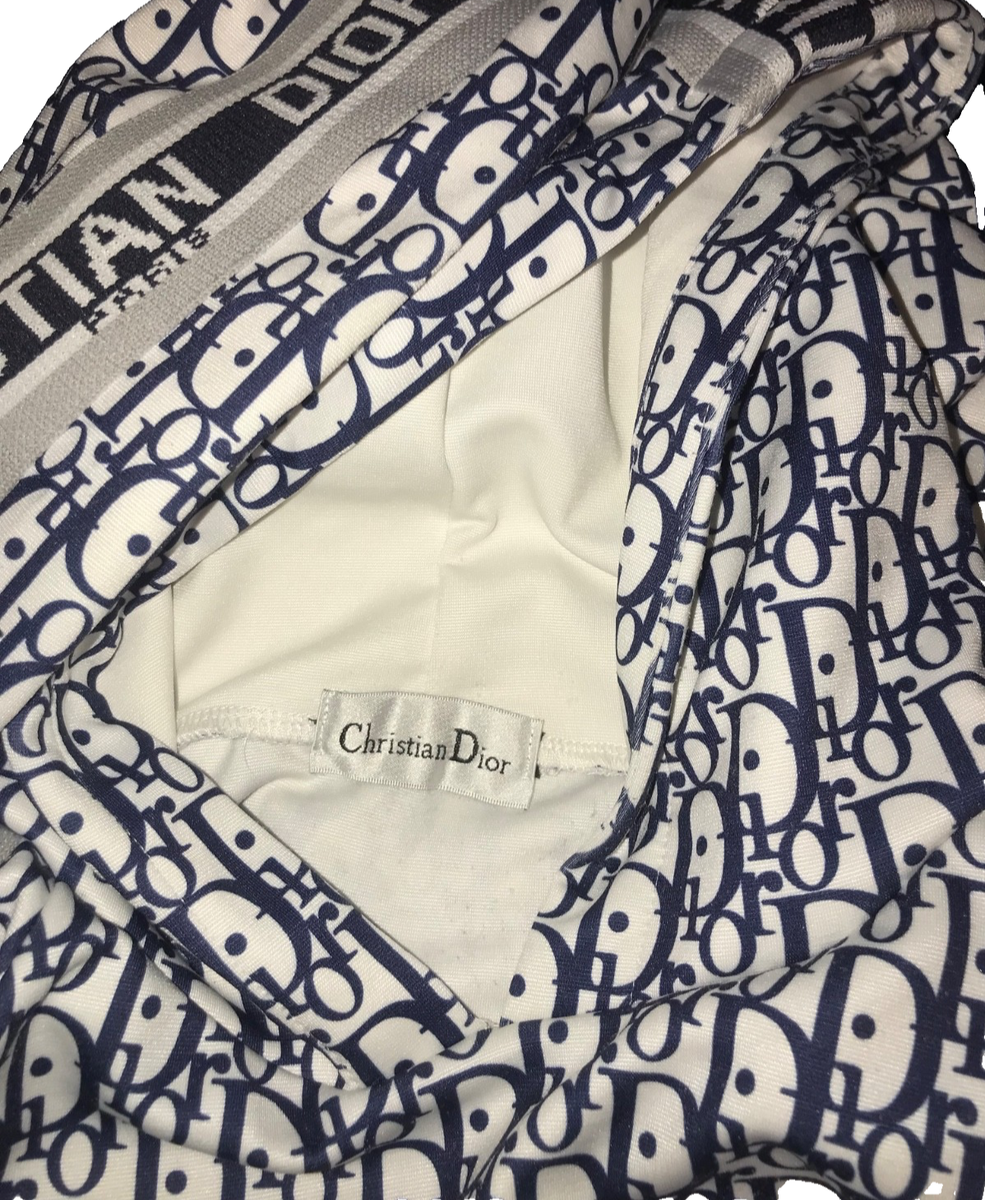 Christian Dior Monogram Mock Neck Long Sleeve Navy white