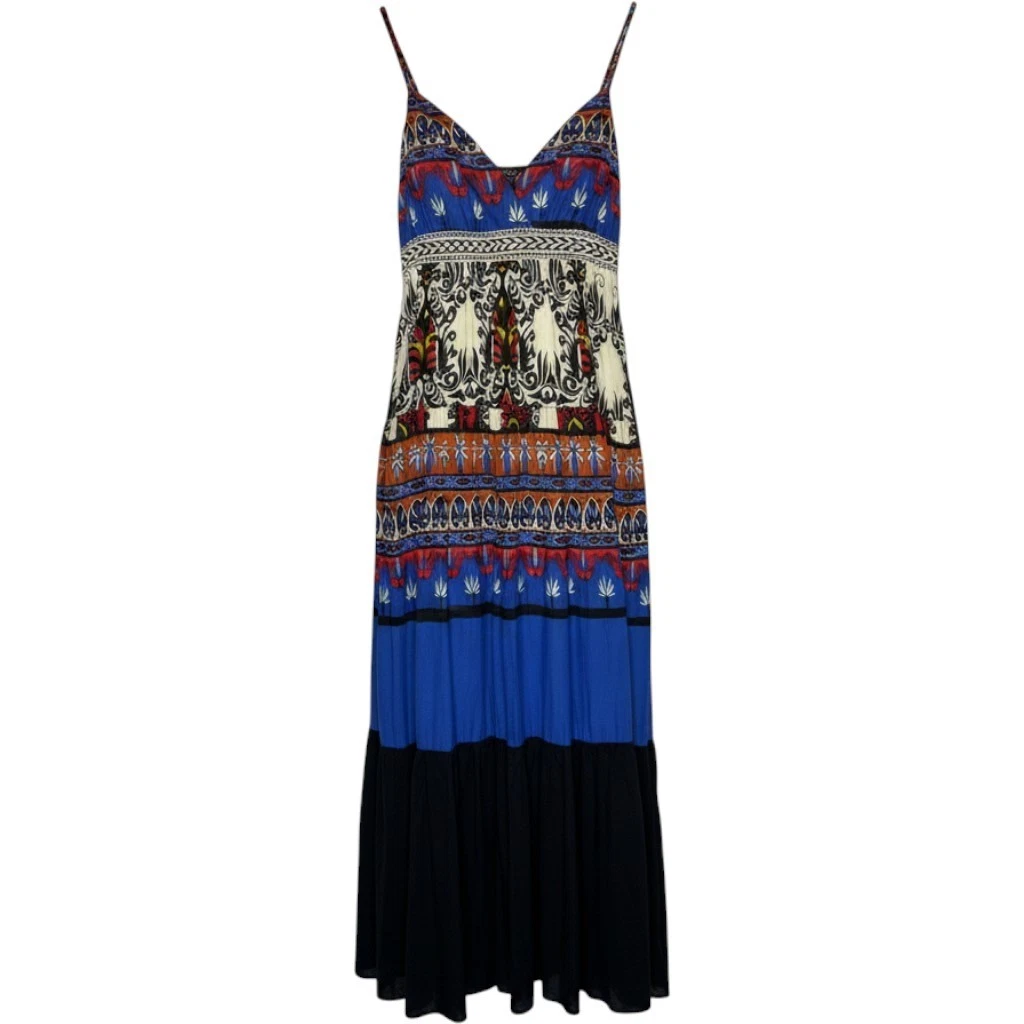 abs by allen schwartz bohemian style sleeveless maxi dress Silk Long Dresses for Women for sale Bohemian print Relaxed