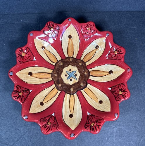 Pier 1 Imports One Carynthum 8" Flower Petal Shaped Salad Plate Red Gold Brown - Picture 6 of 13