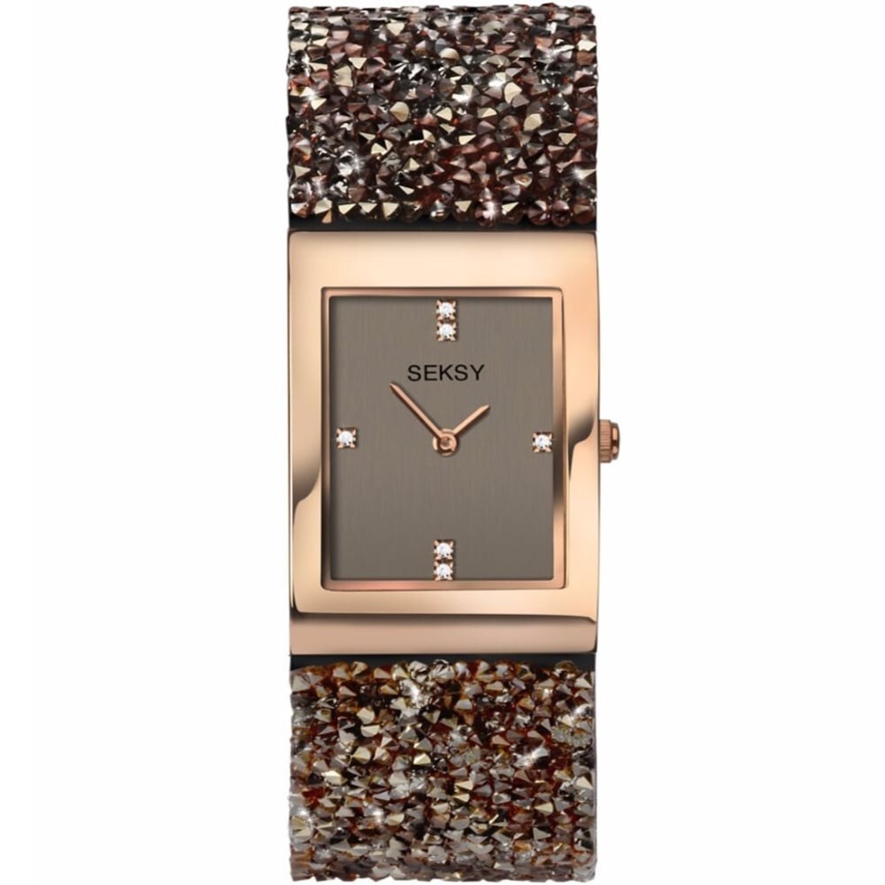 Seksy Rocks Ladies Watch Brown Swarovski Crystal 2580
