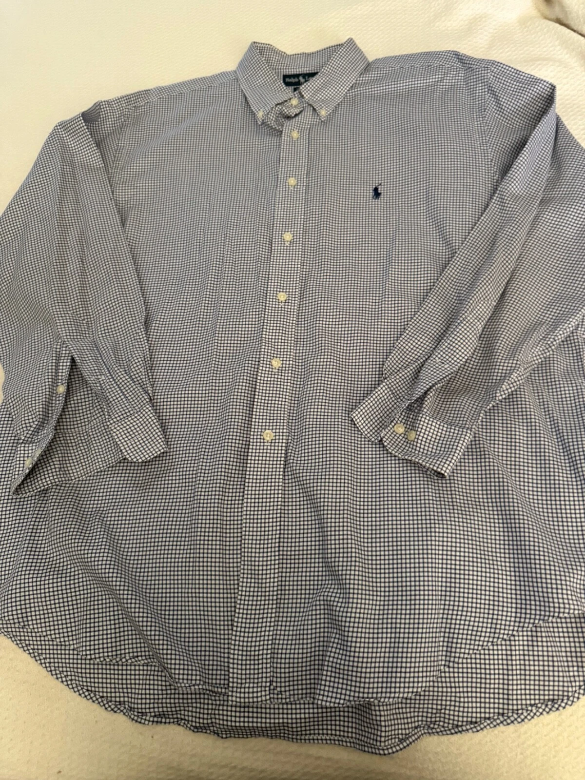 Polo Ralph Lauren Men's Yarmouth 17.5/34/35 shirt navy windowpane check Pony