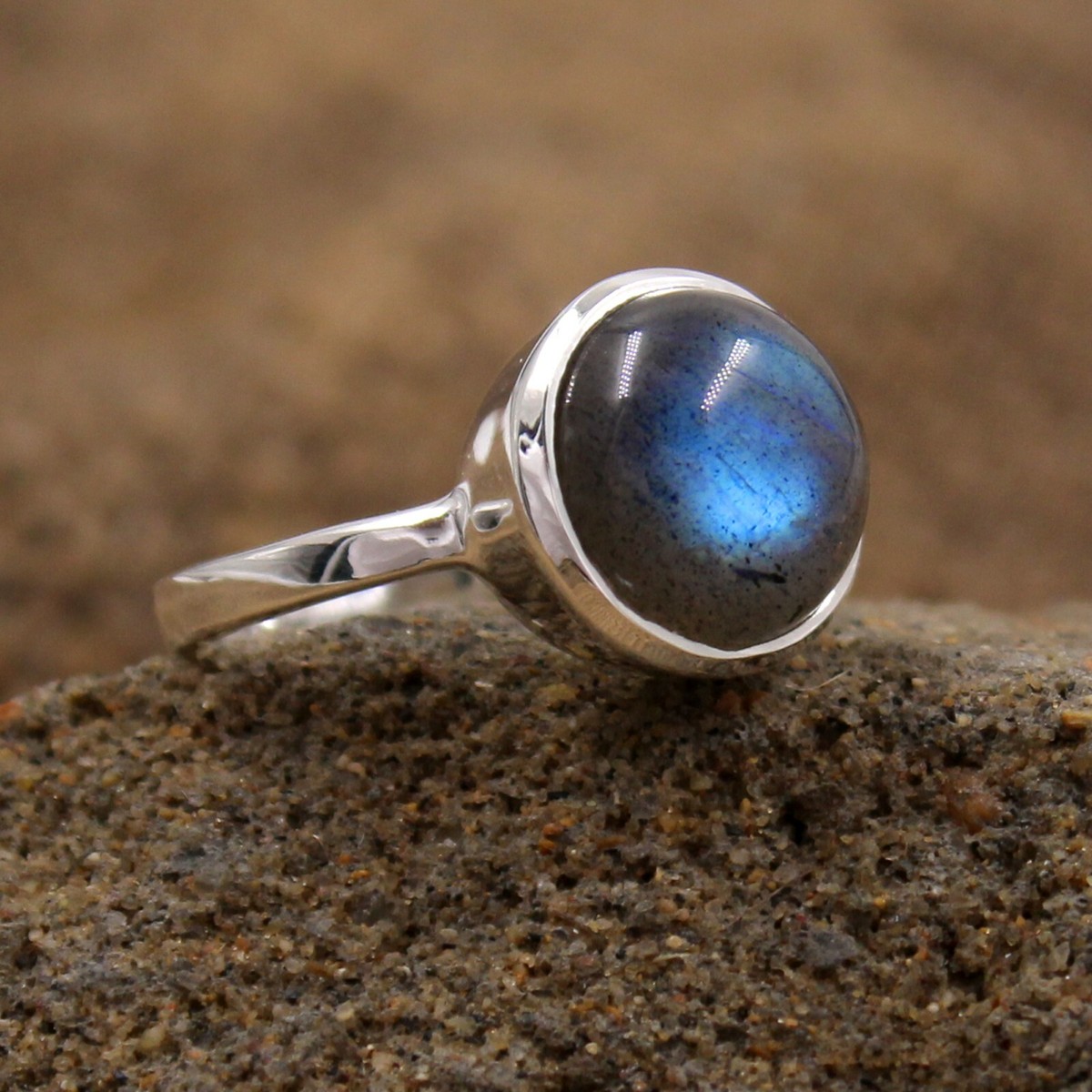 Genuine Labradorite Ring 925 Sterling Silver Jewelry handmade Ring