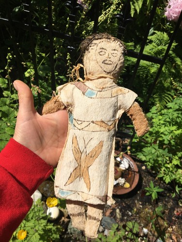 Vintage primitive handgefertigte Baumrinde Tikuna kolumbianische Puppe 11 1/2" groß OOAK ~ - Bild 19 von 19