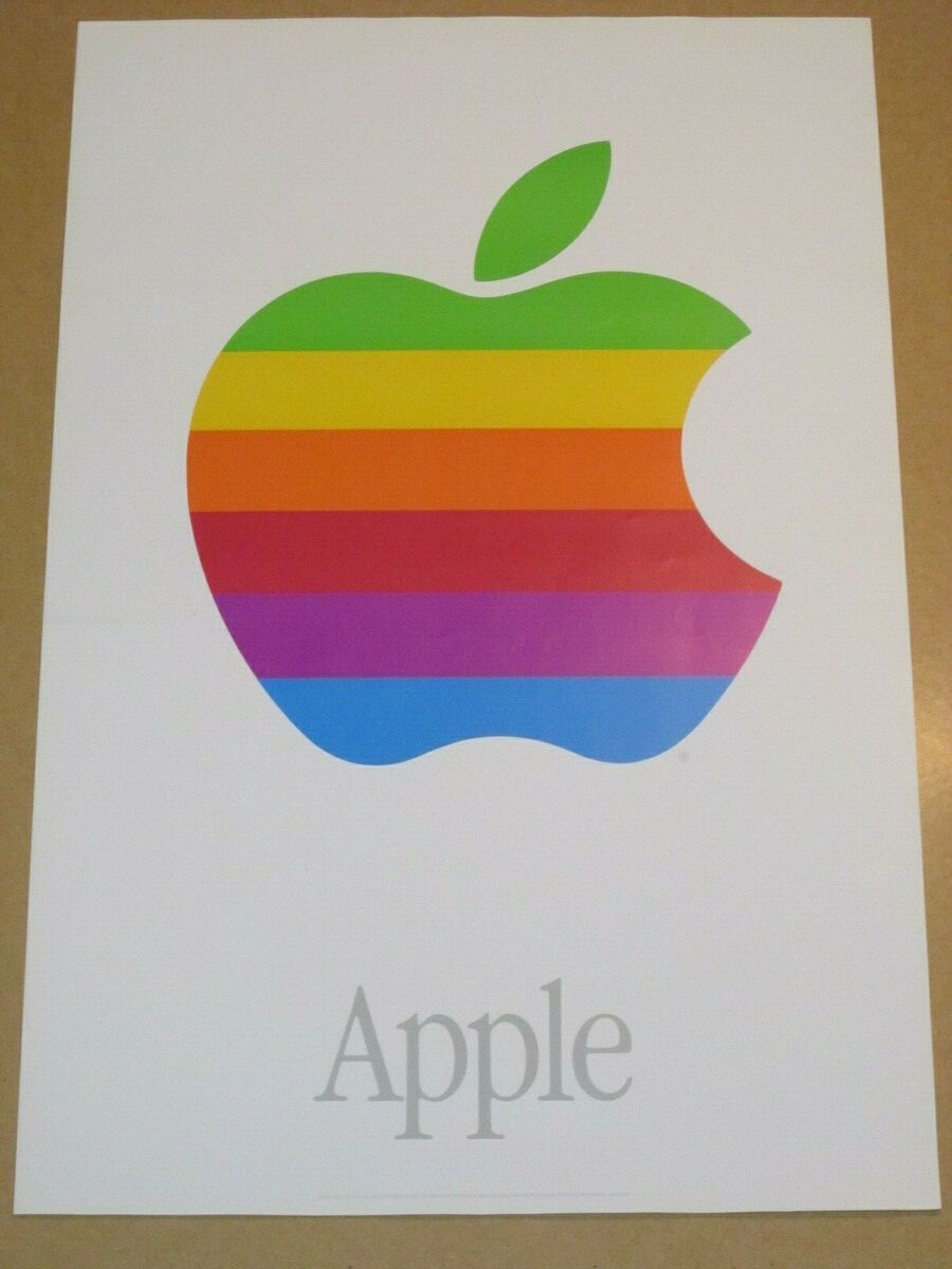 Vintage Apple Computer Rainbow Logo Poster 1980's Employee Vintage Apple Computer Rainbow Logo Poster 1980's Employee