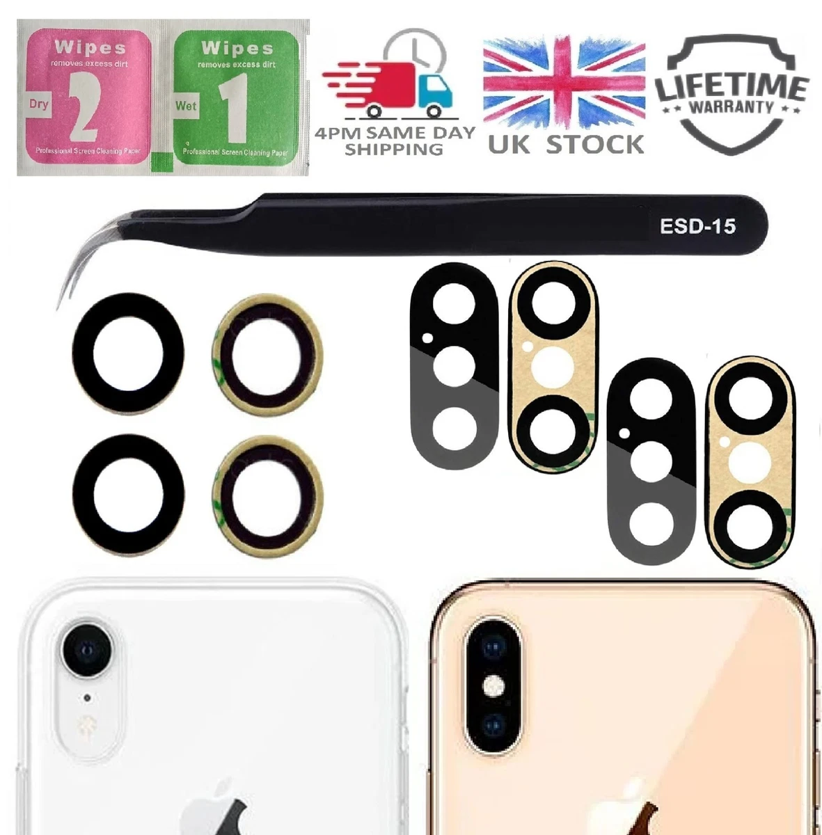 Lentille Caméra De Rechange Pour IPhone XR – Verre, Avec Sticker, Neuf