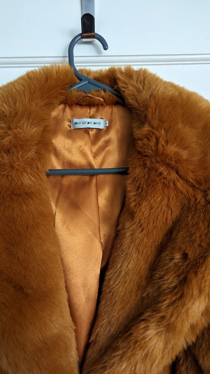 Urban Outfitters faux fur Jacket Coat Size S Burnt Orange