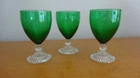Vtg Set of 3 ANCHOR HOCKING Emerald Forest Green 6oz 5" stem glasses 1950