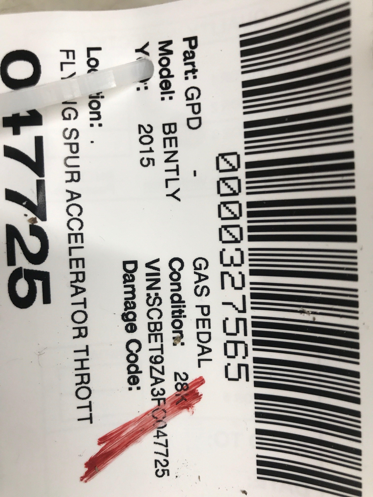 2013 - 2019 BENTLEY FLYING SPUR GAS PEDAL W /ELECTRONIC MODULE 3W1721503C