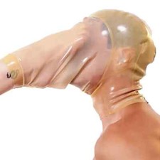 Translucent Latex Hood Mask with Spoof Feet Sleeve Fetish Party Cosplay