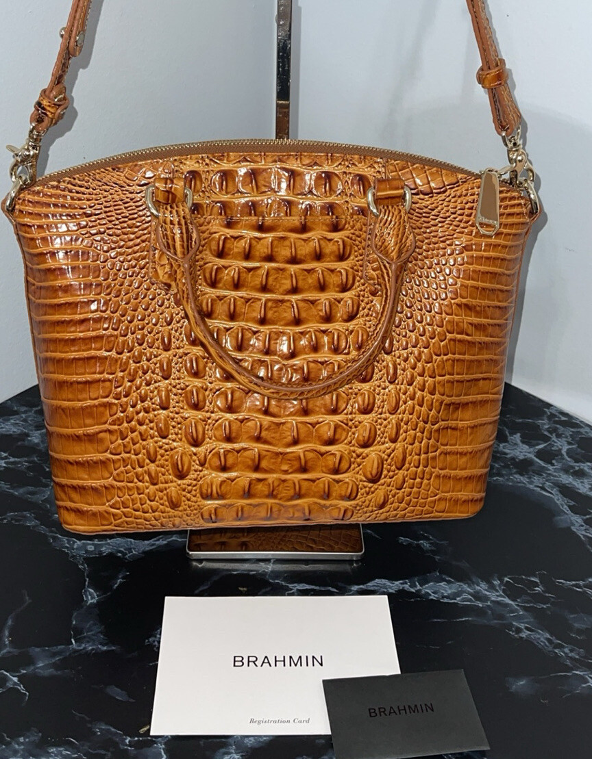 BRAHMIN Handbag Medium Duxbury Satchel Dark Rum Leather Bag AUTHENTIC