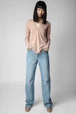 2023 Zadig & Voltaire Riviera Strass Cashmere Sweater Jumper  Pullover  L $498