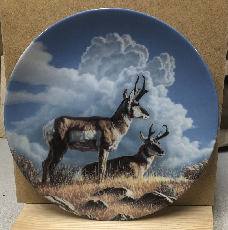 “THE PRONGHORN” by Paul Krapf 1990 Dominion china Plate 8.5