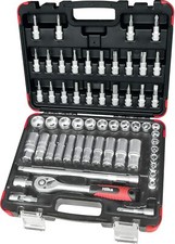 Image of Hilka 02385802 58pce 3/8-inch Drive Socket Set Alloy Steel Satin Finish