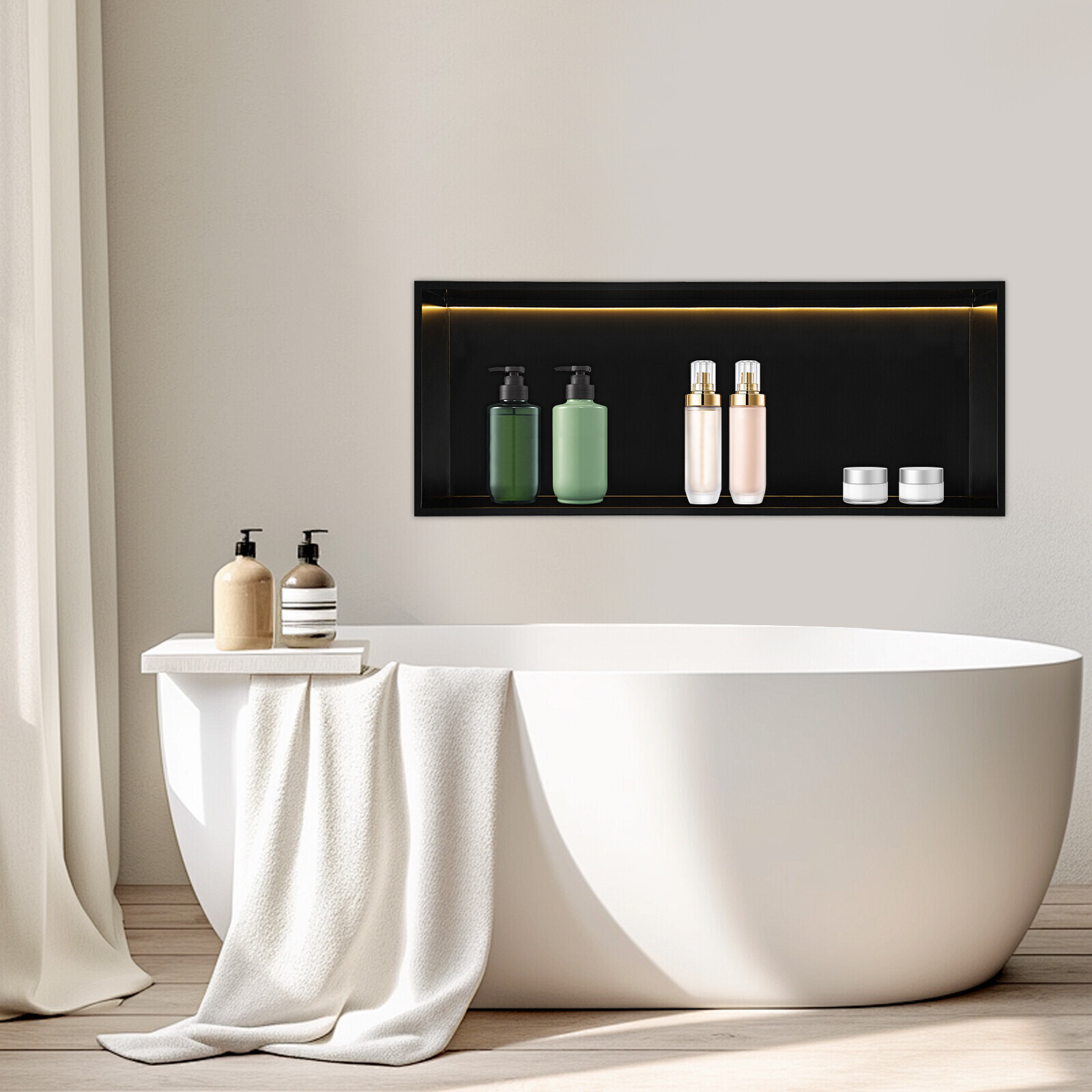 Recessed Shower Shelf, Recessed Storage Shelf, Recessed Shower Shelf with LED