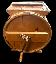 Antique R.C.W. Cylinder Crank Butter Churn - Circa 1880's to 1920's, Functional