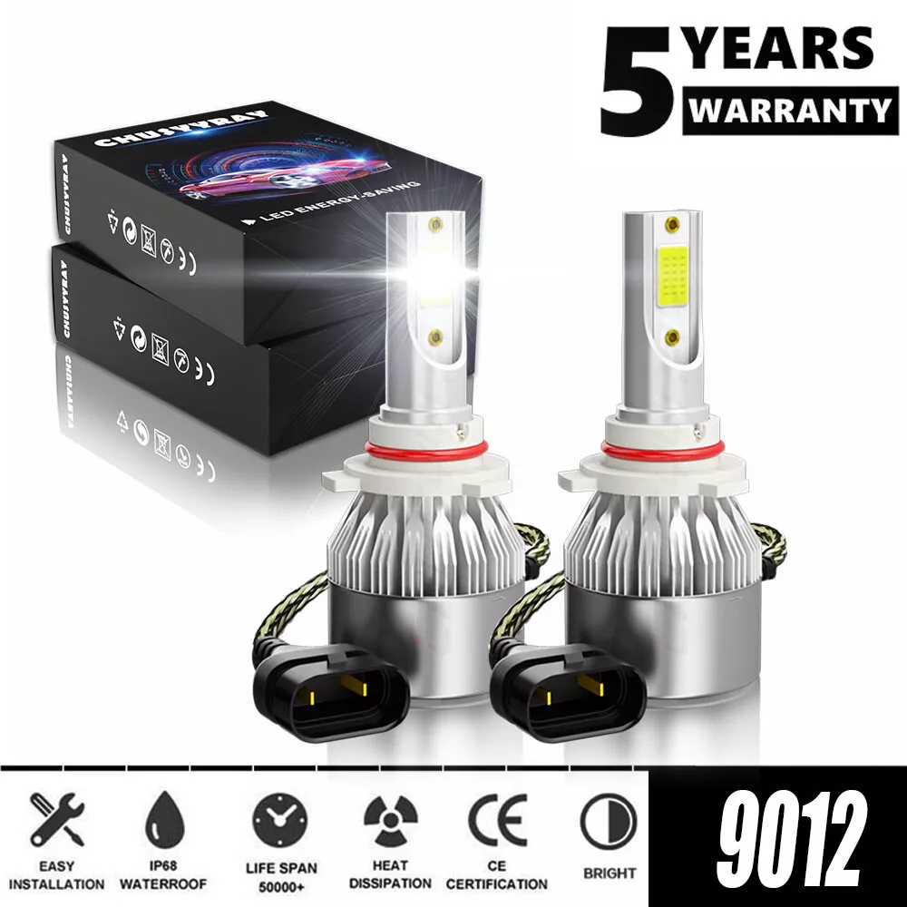 Pair 9012 HR2 LED Headlight Bulbs kit High Low Beam 6000K Super