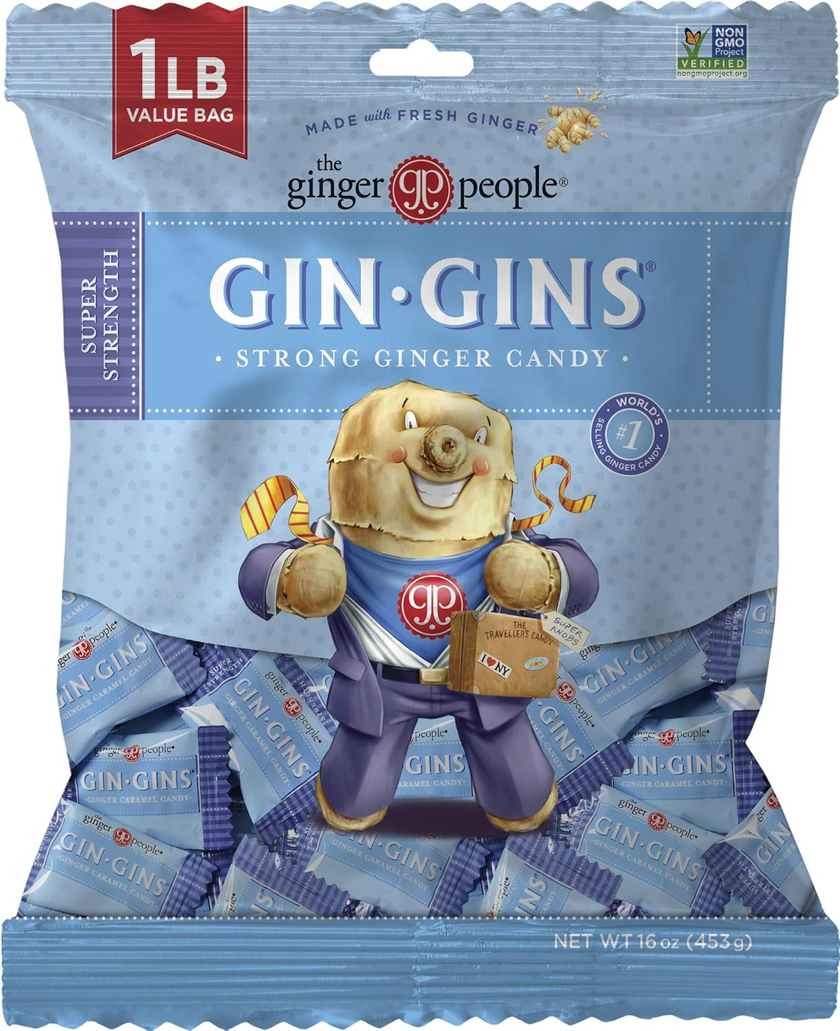 GIN GINS Super Strength &ndash; Natural Ginger Candy by  &ndash; Individually Wrapped Health