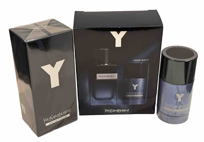 Y by Yves Saint Laurent 3.3oz EDP Spray+2.6oz Deodorant Stick New Sealed 2 Pcs.