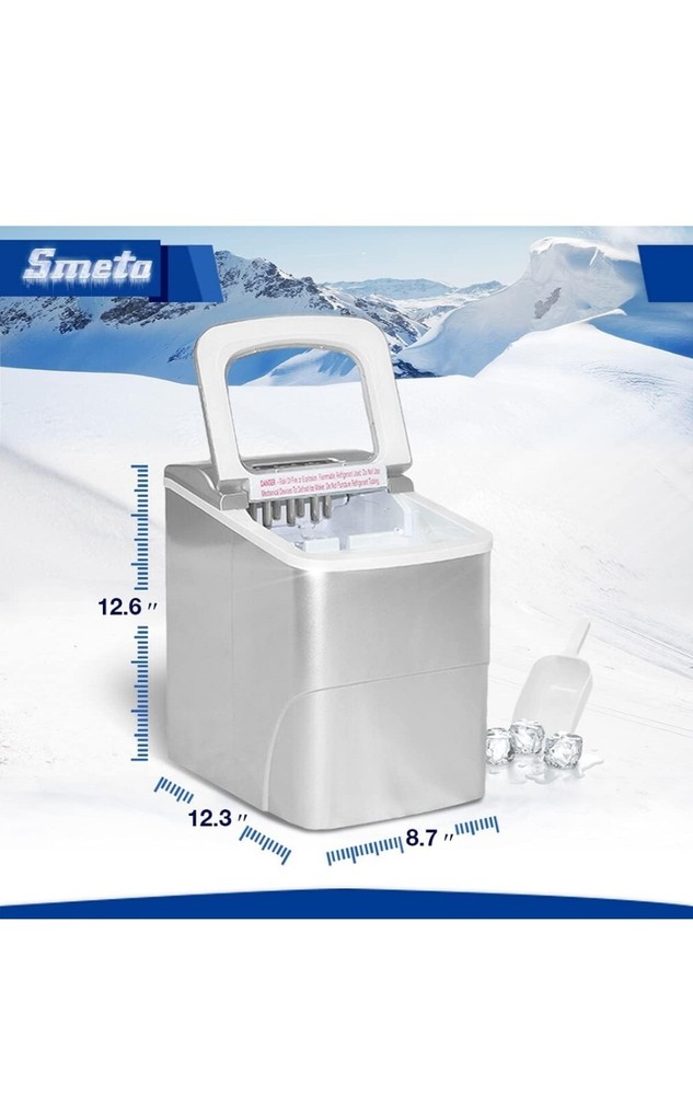 SMETA Bullet Pebble Ice Maker Machine Countertop, Chewable Nugget Ice Chip Maker