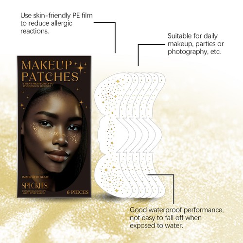 Glitter Freckles Face Tattoo, Makeup Patch - Freckle Makeup, Faux Freckles Gold - Picture 2 of 12